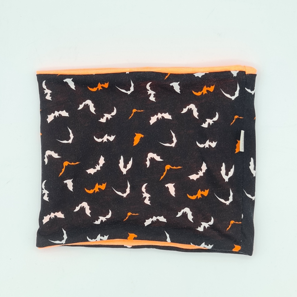Halloween Loop für Hunde schwarz mit orangenen & weißen Fledermäusen